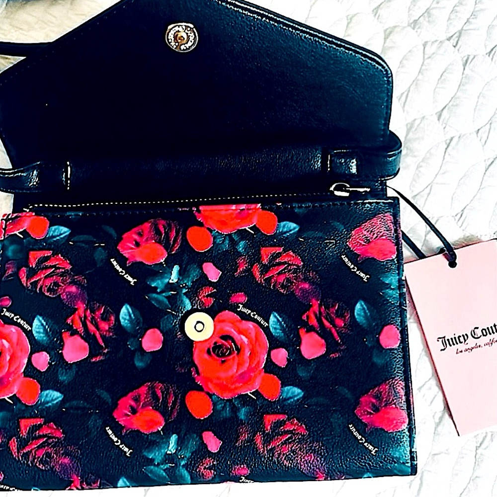 Juicy Couture black and red floral crossbody purse - Picture 4 of 10